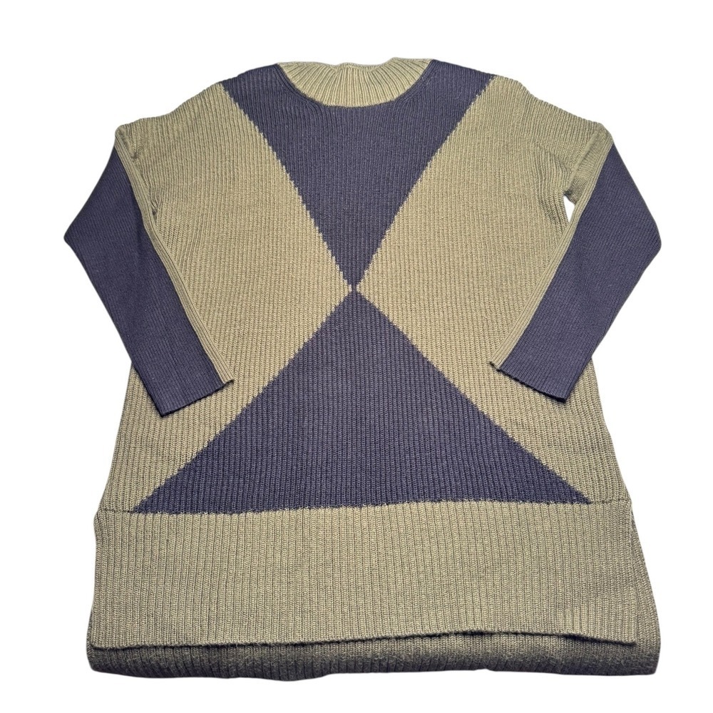 Victor Alfaro Oversized Color Block Sweater Black Green Merino Wool Blend Fall